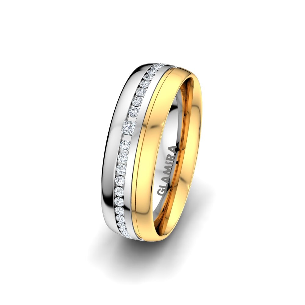 Weiß & Gelbgold 375 Diamant Damen trauring Glorious Touch 6 mm