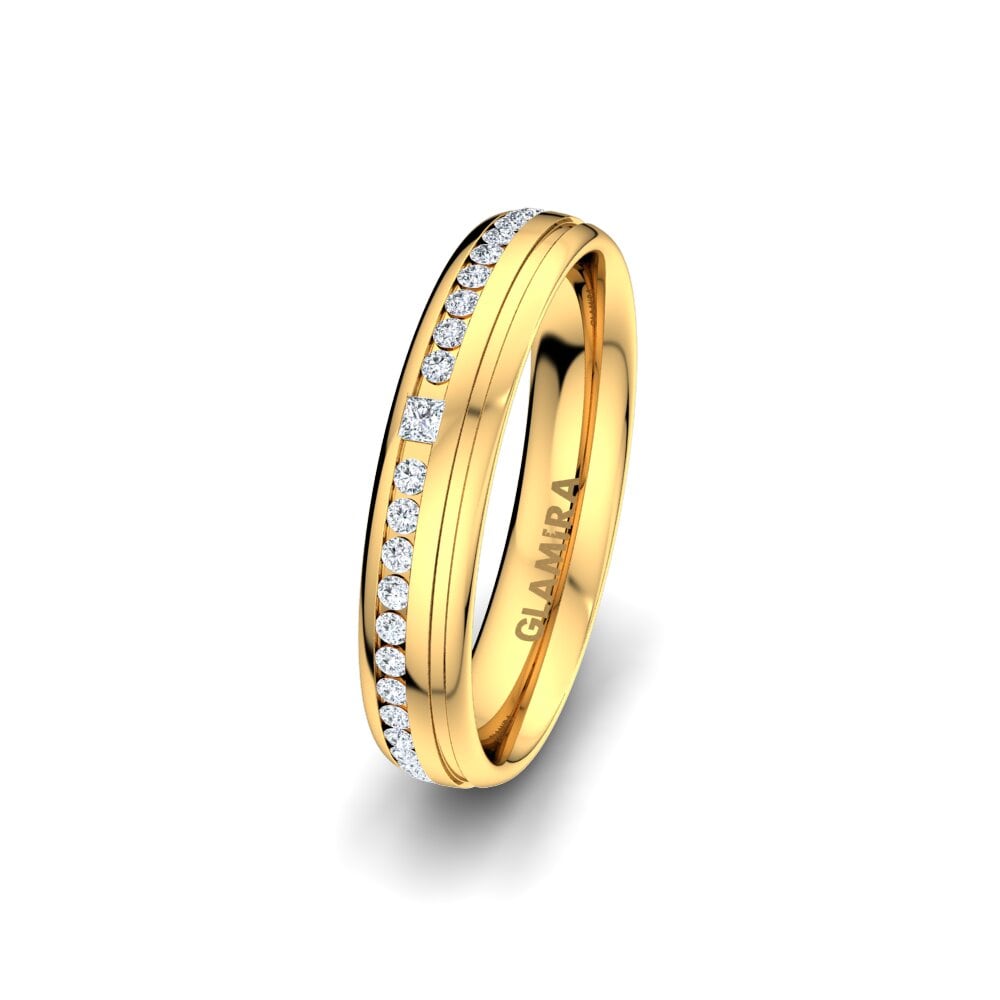 9ct Yellow Gold Diamond Women's Wedding Ring Glorious Touch 4 mm