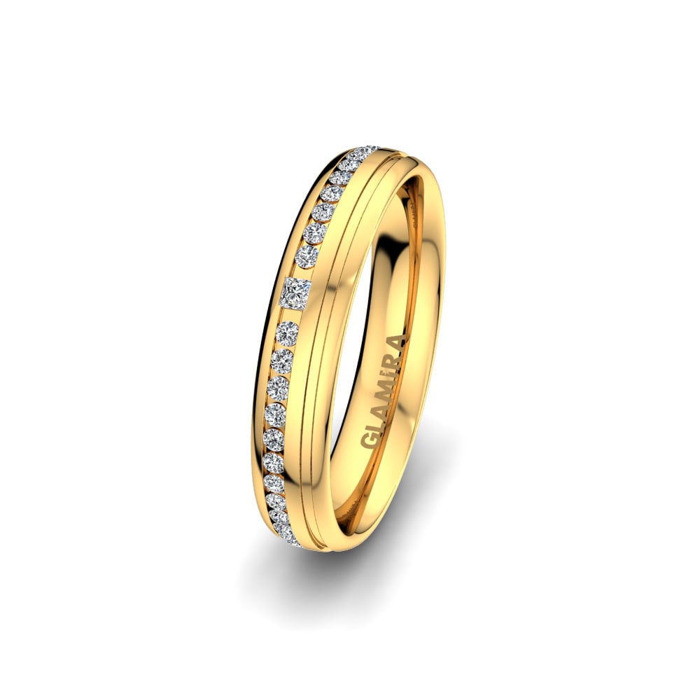 18k Yellow Gold Women's Wedding Ring Glorious Touch 4 mm