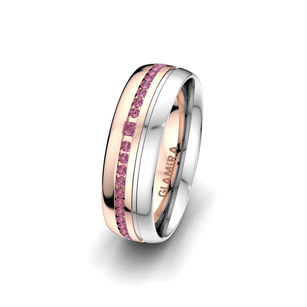 Or Rose & Blanc 750 Grenat de Rhodolite Alliance pour femme Glorious Touch 6 mm