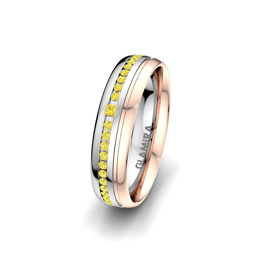 Weiß & Rotgold 750 Gelber Saphir Damen trauring Glorious Touch 5 mm