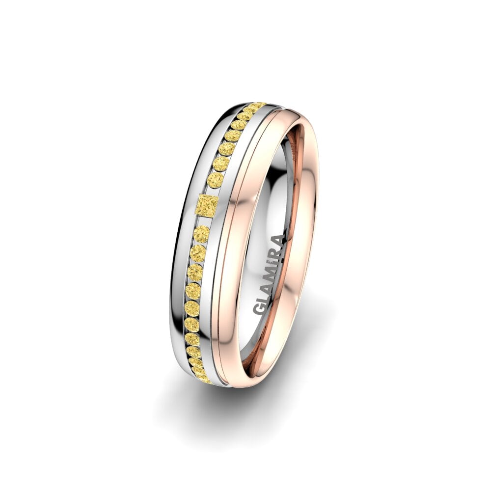Weiß & Rotgold 750 Gelber Diamant Damen trauring Glorious Touch 5 mm