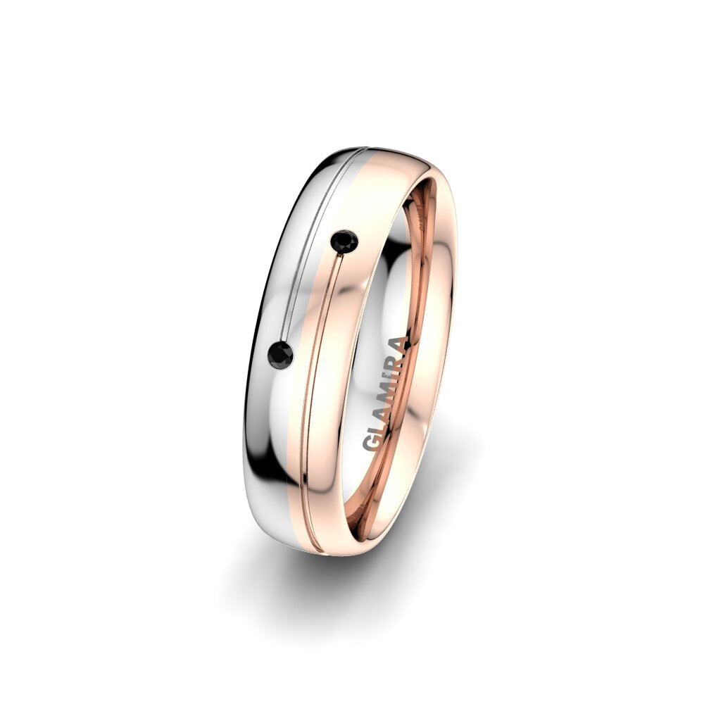 750 Rot & Weißgold Schwarzer Diamant Damen trauring Golden Joy 5 mm