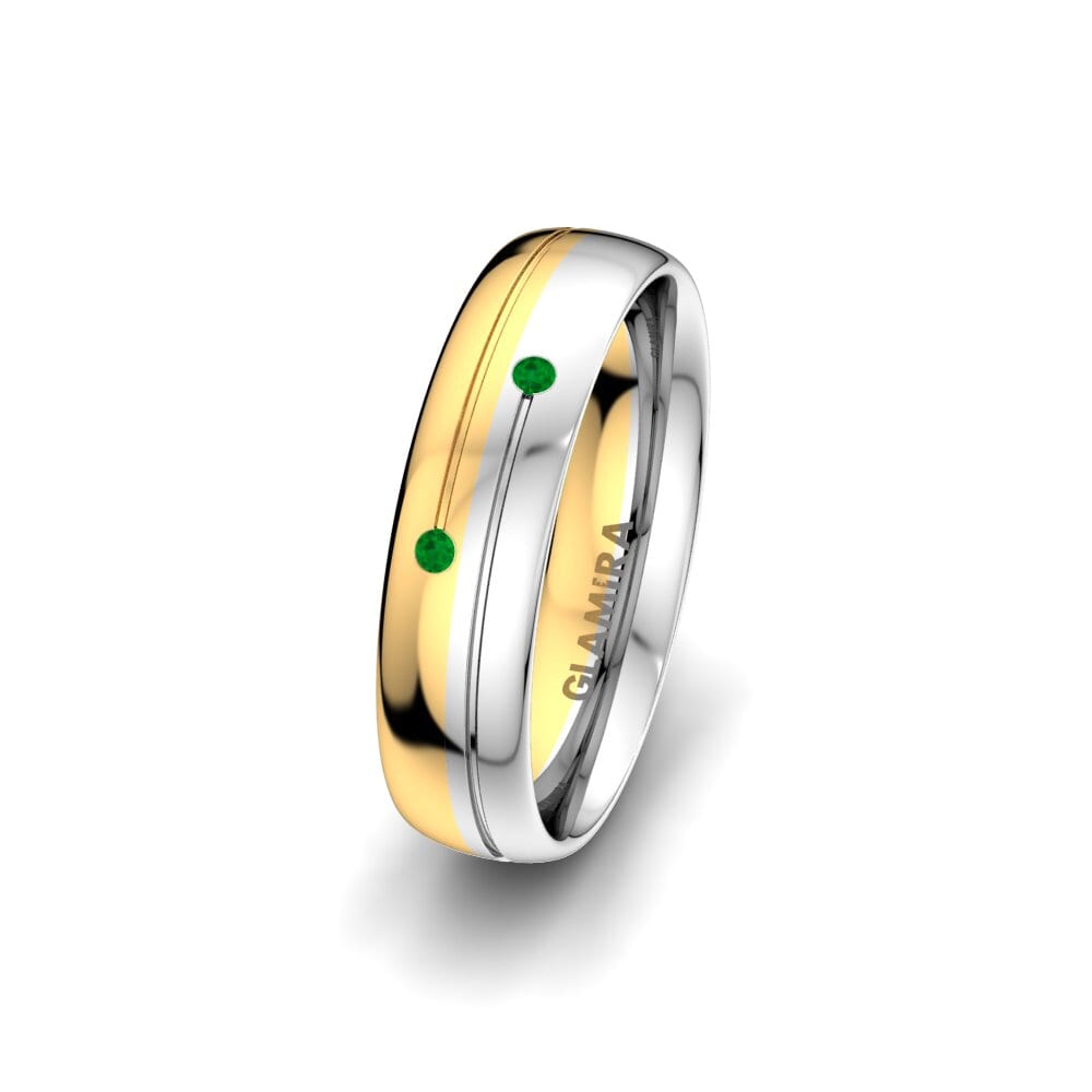 Or Blanc & Jaune 375 Émeraude Alliance pour femme Golden Joy 5 mm