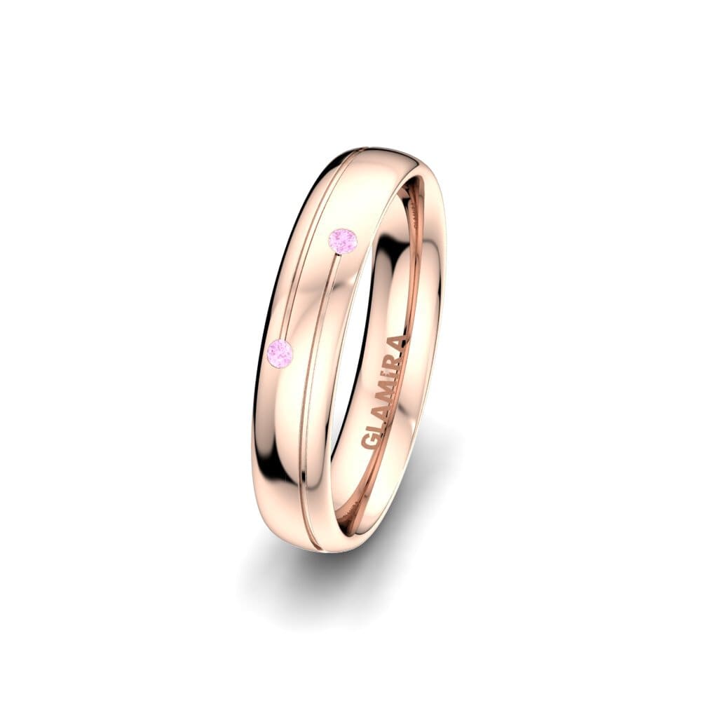 14ct Rose Gold Pink Sapphire Women's Wedding Ring Golden Joy 4 mm