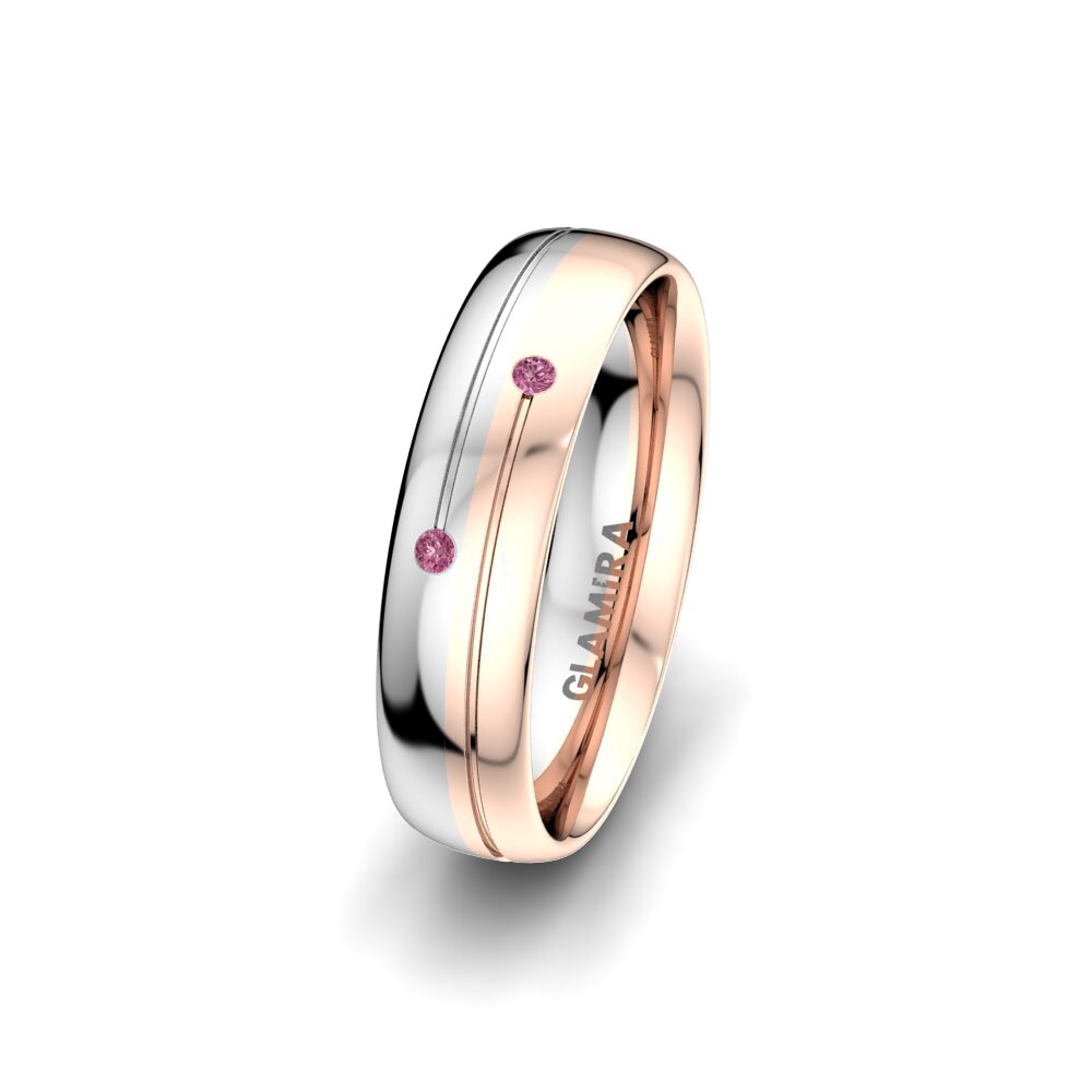 Or Rose & Blanc 750 Grenat de Rhodolite Alliance pour femme Golden Joy 5 mm