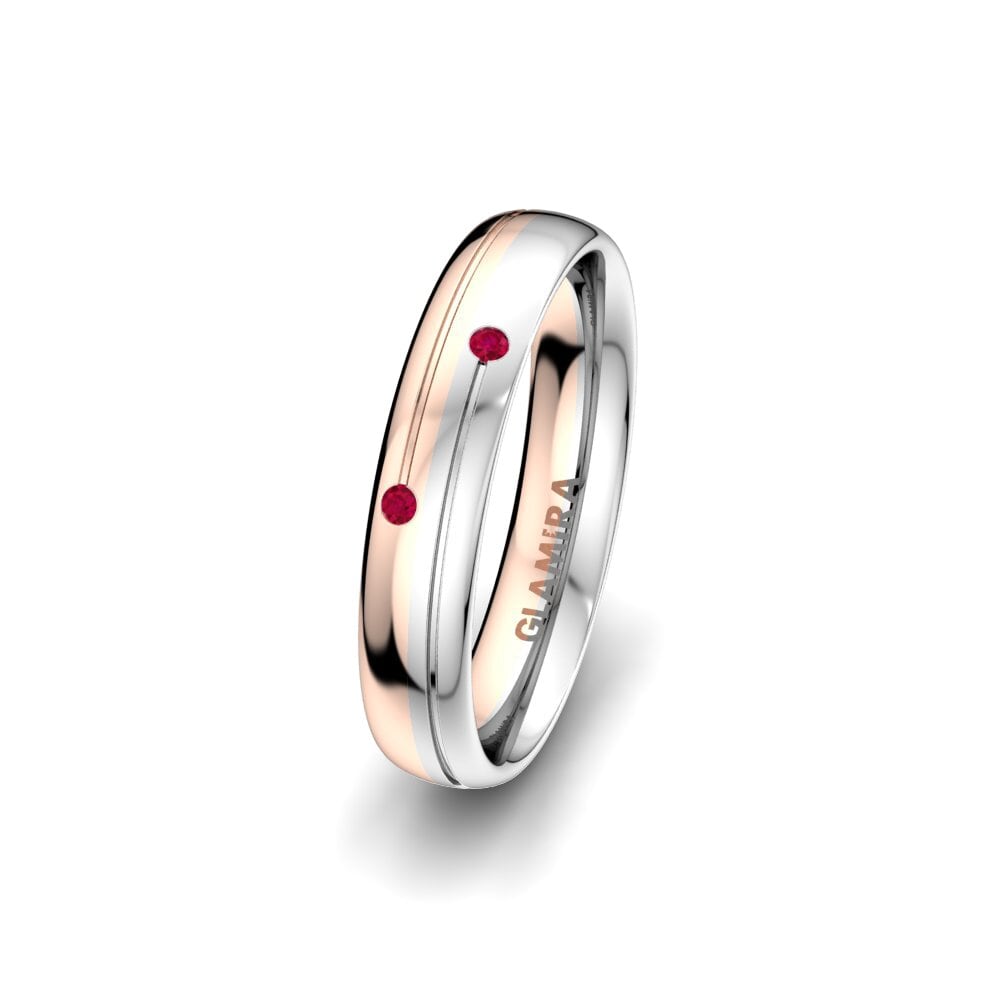 9K White & Rose Gold Ruby Women's Ring Golden Joy 4 mm