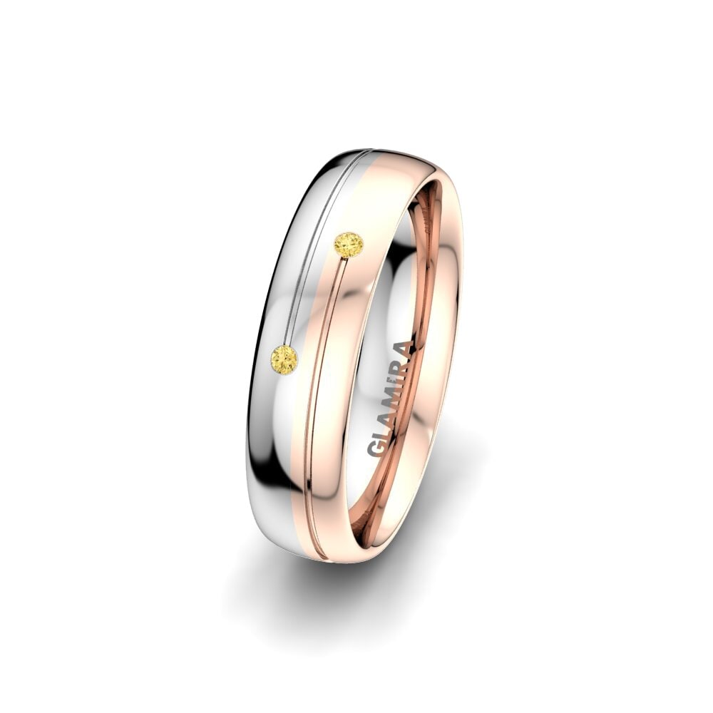 750 Rot & Weißgold Gelber Diamant Damen trauring Golden Joy 5 mm