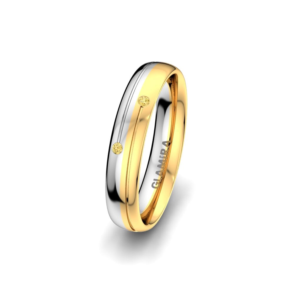 14ct Yellow & White Gold Yellow Diamond Women's Wedding Ring Golden Joy 4 mm