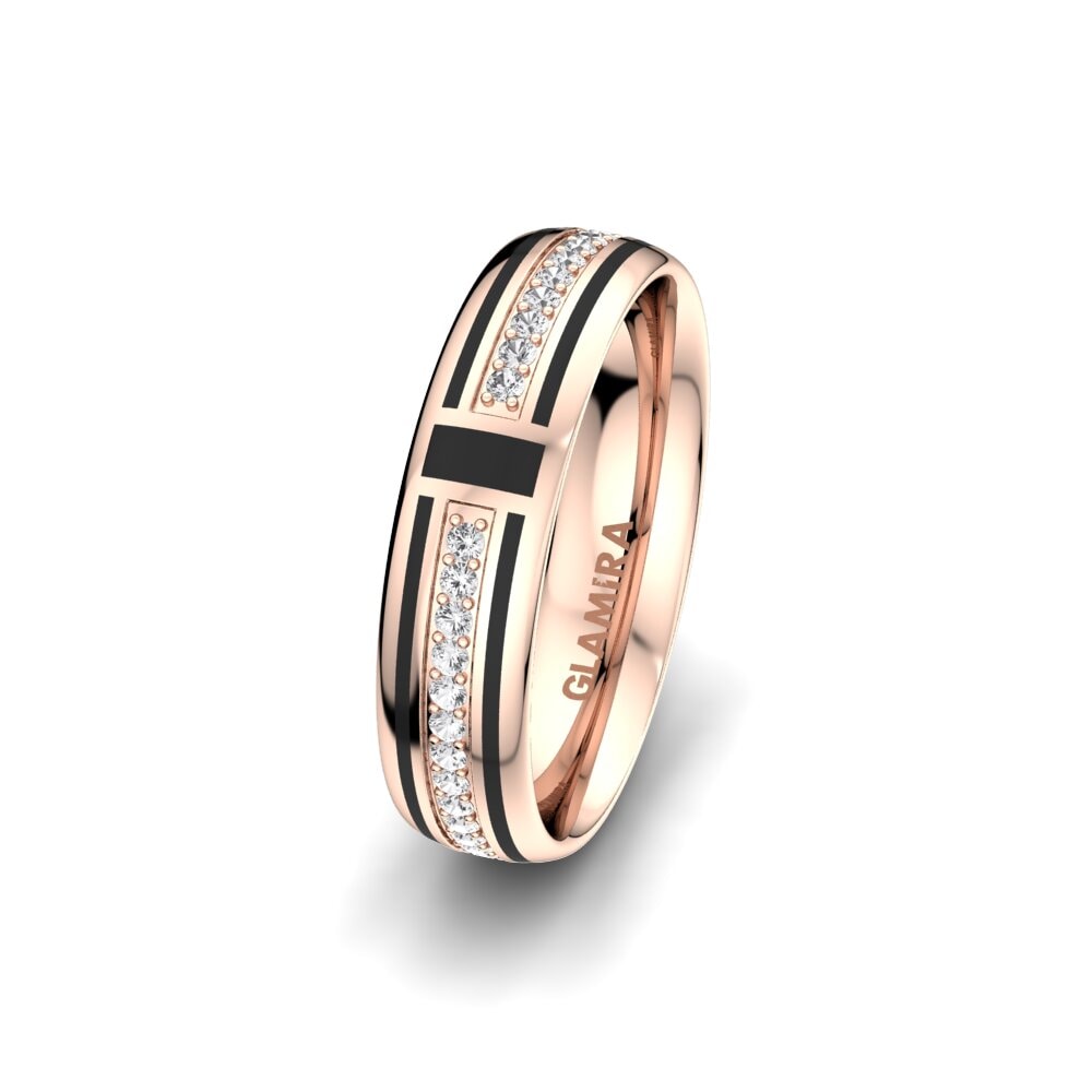 Or rose 585 Saphir Blanc Alliance pour femme Golden Sign 5 mm
