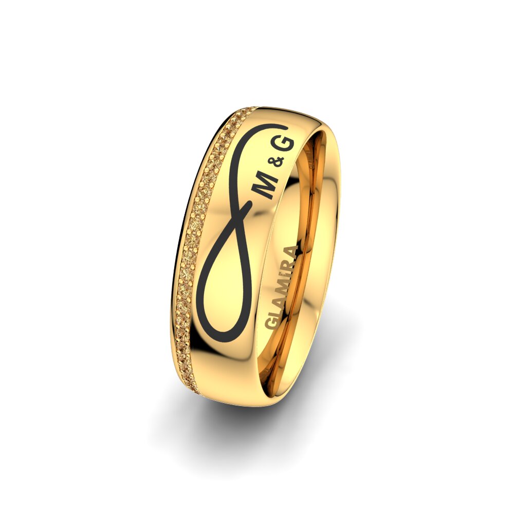 14ct Yellow Gold Brown Diamond Women's Wedding Ring Gorgeous Sparkle 6 mm