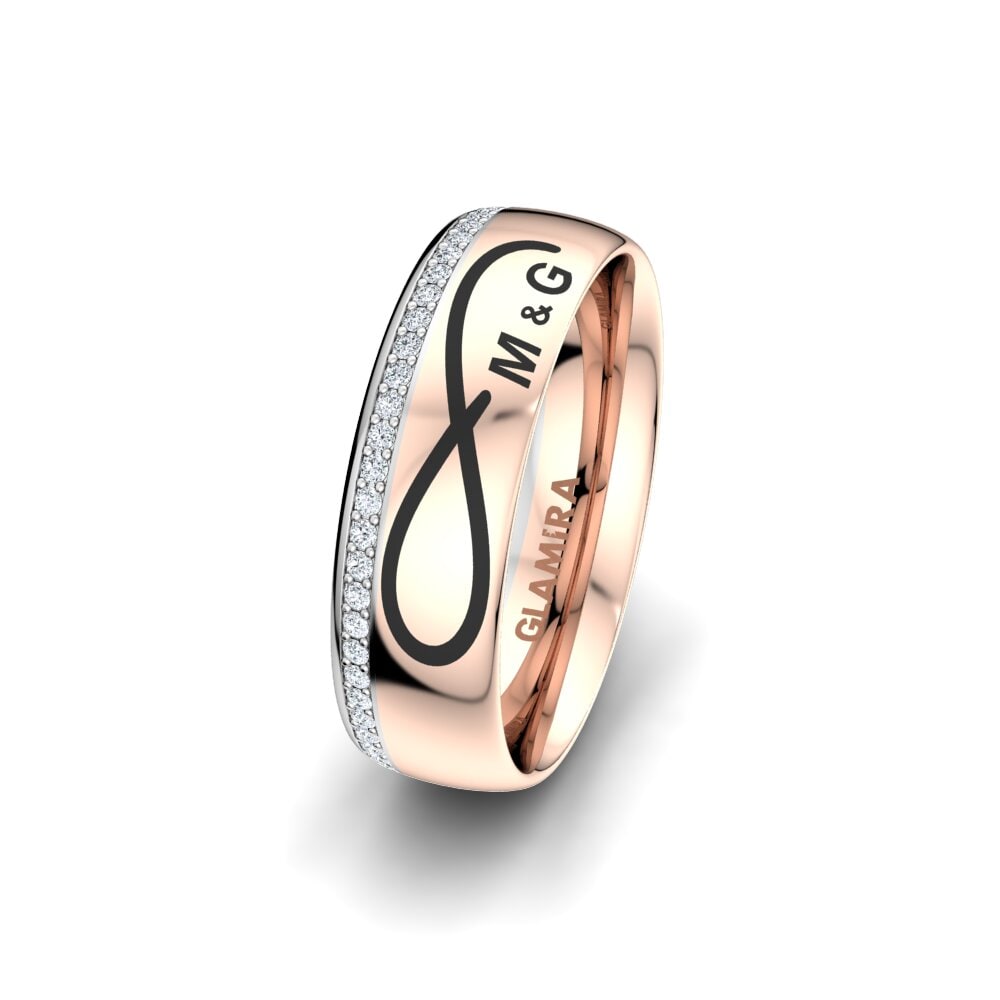 750 Rot & Weißgold Diamant Damen trauring Gorgeous Sparkle 6 mm