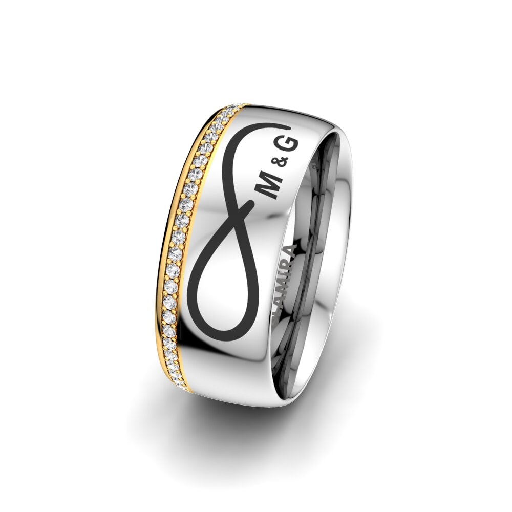 Weiß & Gelbgold 750 Weißer Saphir Damen trauring Gorgeous Sparkle 8 mm