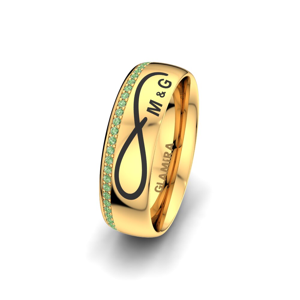 Or Jaune 585 Diamant Vert Alliance pour femme Gorgeous Sparkle 6 mm