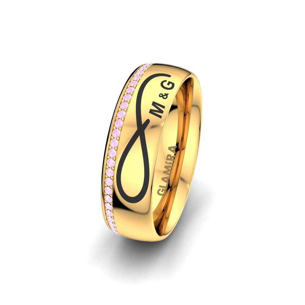 14ct Yellow Gold Pink Sapphire Women's Wedding Ring Gorgeous Sparkle 6 mm