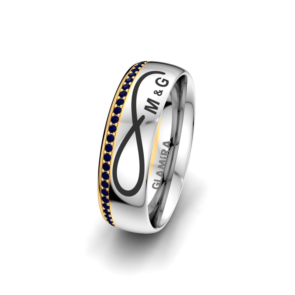 14k White & Yellow Gold Sapphire Women's Wedding Ring Gorgeous Sparkle 6 mm