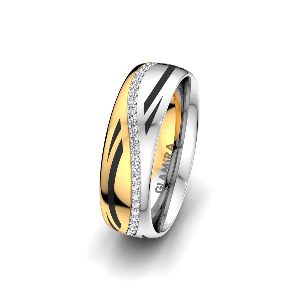 Weiß & Gelbgold 750 Weißer Saphir Damen trauring Infinite Choice 6 mm