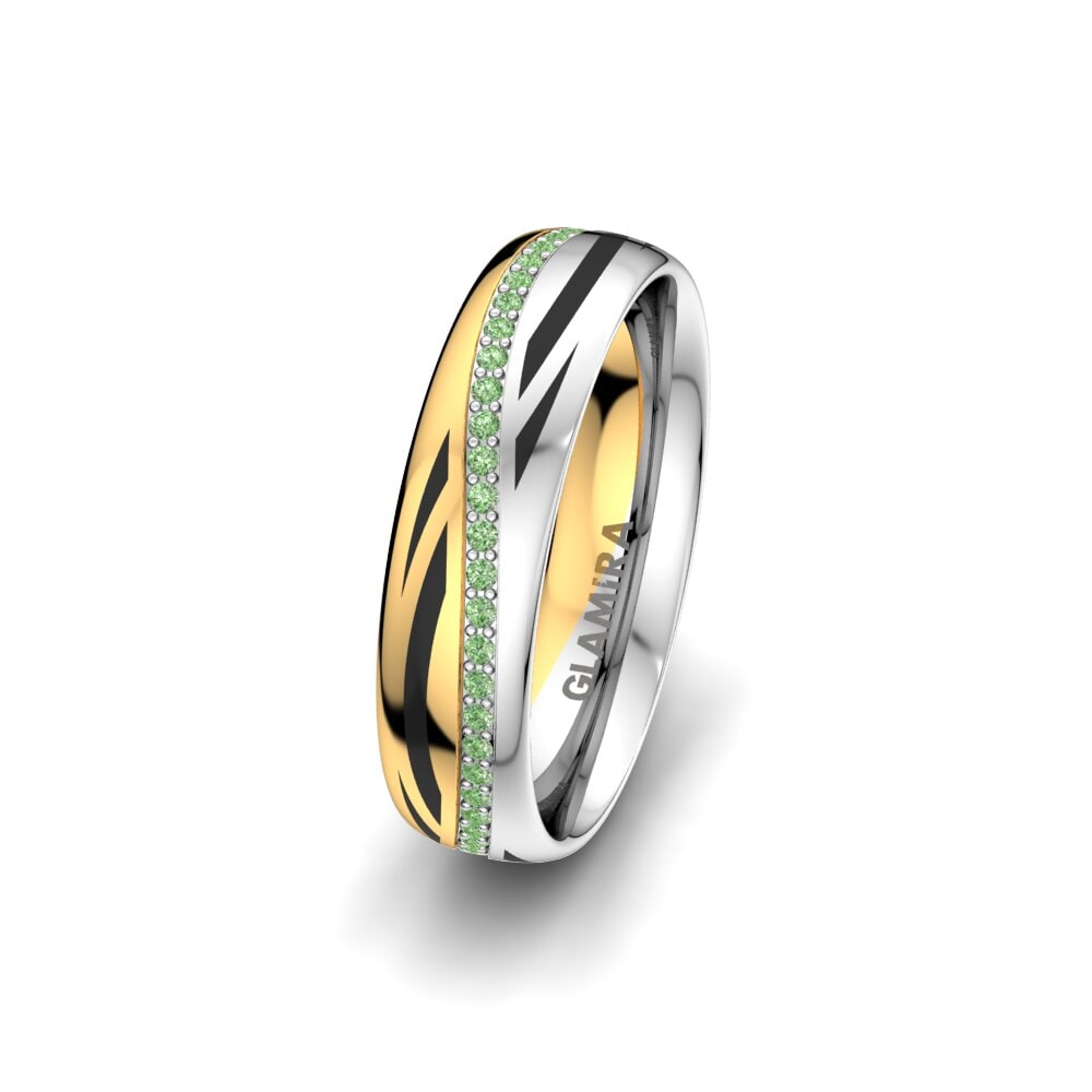 18ct White / Yellow Gold Green Diamond Women's Wedding Ring Infinite Choice 5 mm