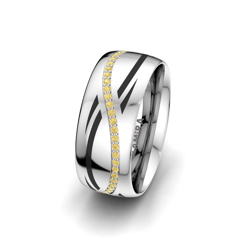 Cincin kawin wanita Infinite Bliss 8 mm Berlian Kuning