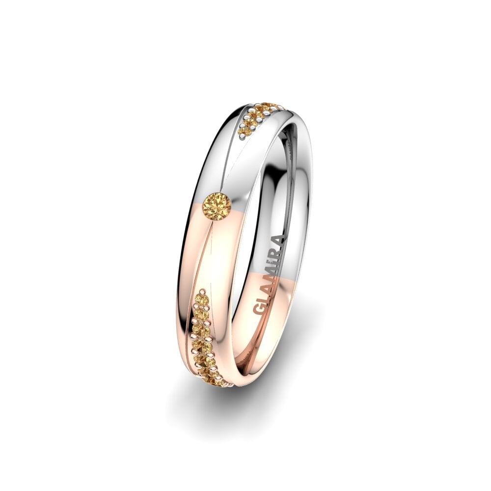 750 Rot & Weißgold Brauner Diamant Damen trauring Unique Start 4 mm