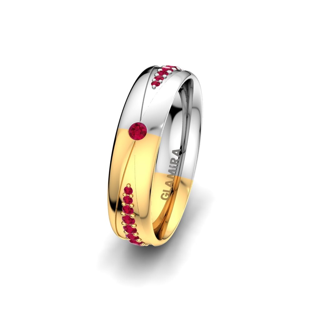 Or Jaune & Blanc 375 Rubis Alliance pour femme Unique Start 5 mm