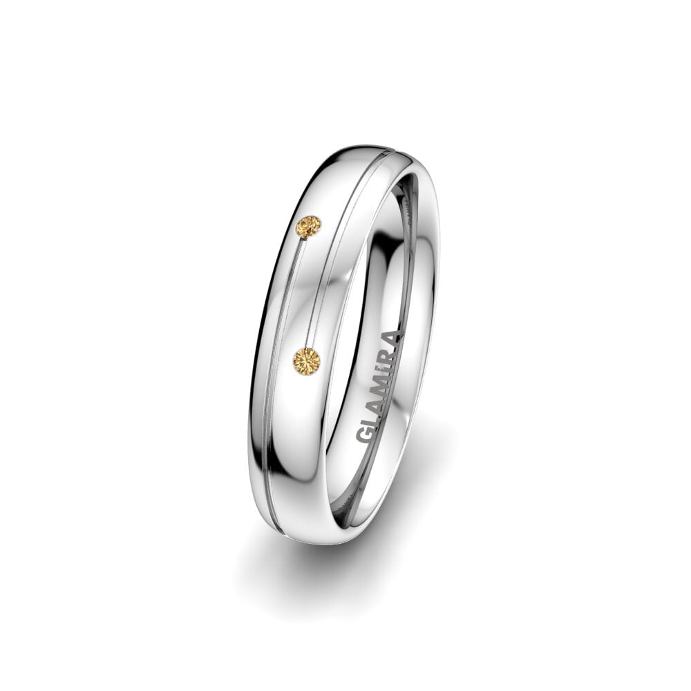 950 Palladium Brown Diamond Women's Wedding Ring Bright Line 4 mm