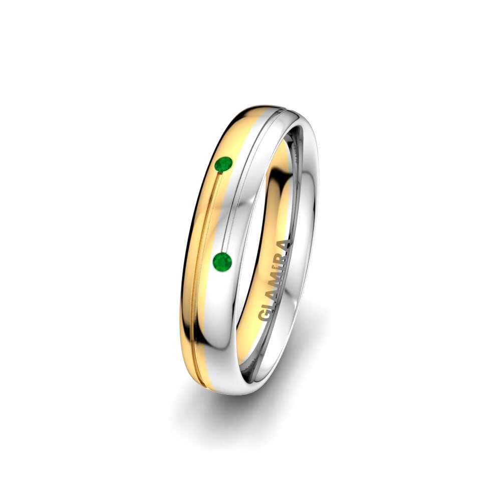 Or Blanc & Jaune 375 Émeraude Alliance pour femme Bright Line 4 mm