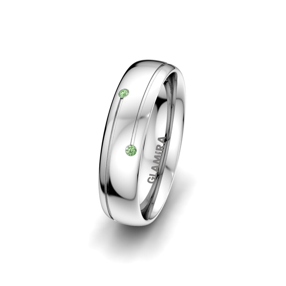 950 Platin Grüner Diamant Damen trauring Bright Line 5 mm