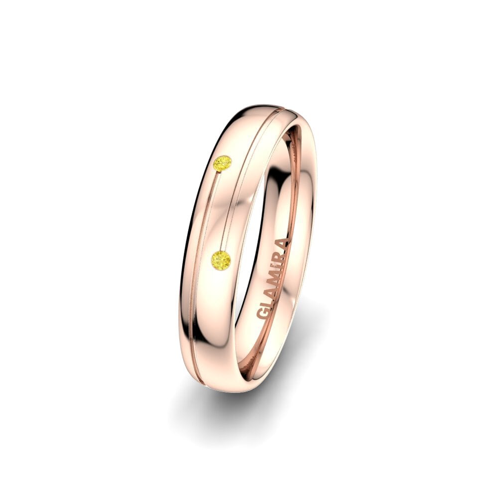 14ct Rose Gold Yellow Sapphire Women's Wedding Ring Bright Line 4 mm