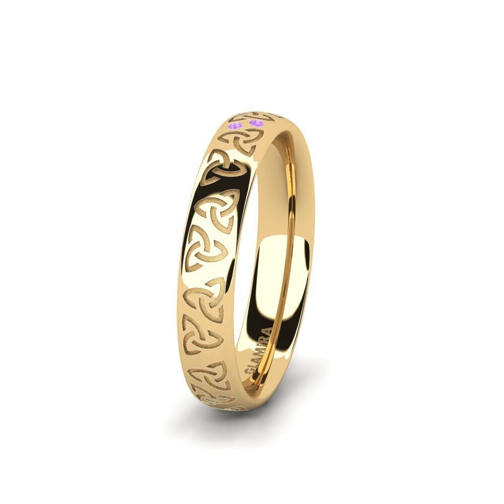 14ct Yellow Gold Amethyst Women's Wedding Ring Charming Harmony 4 mm