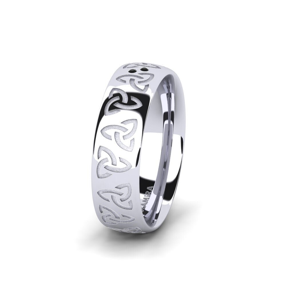 14k 白色K金 黑色藍寶石 女士结婚戒指 Charming Harmony 6 mm