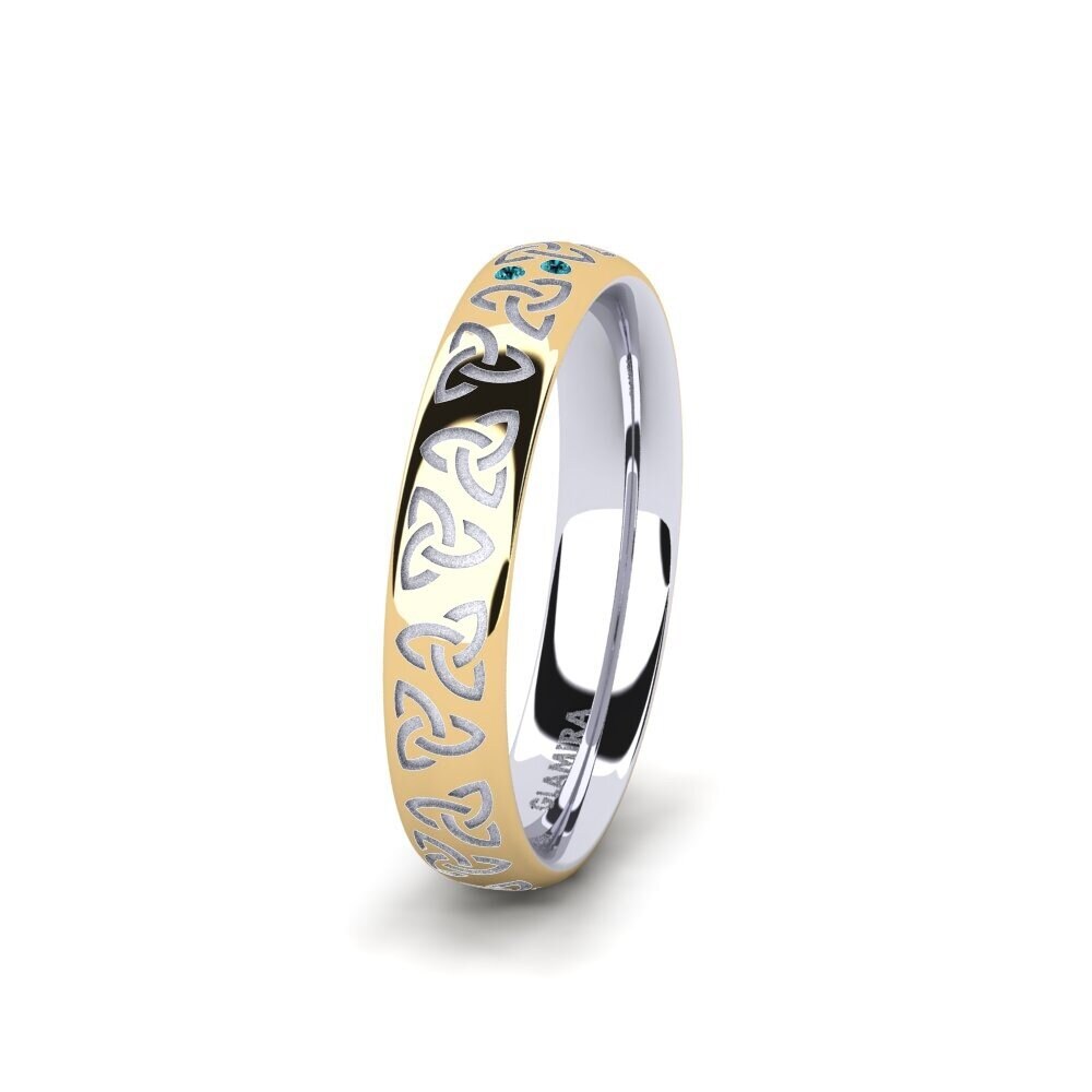 Weiß & Gelbgold 585 Blauer Diamant Damen trauring Charming Harmony 4 mm