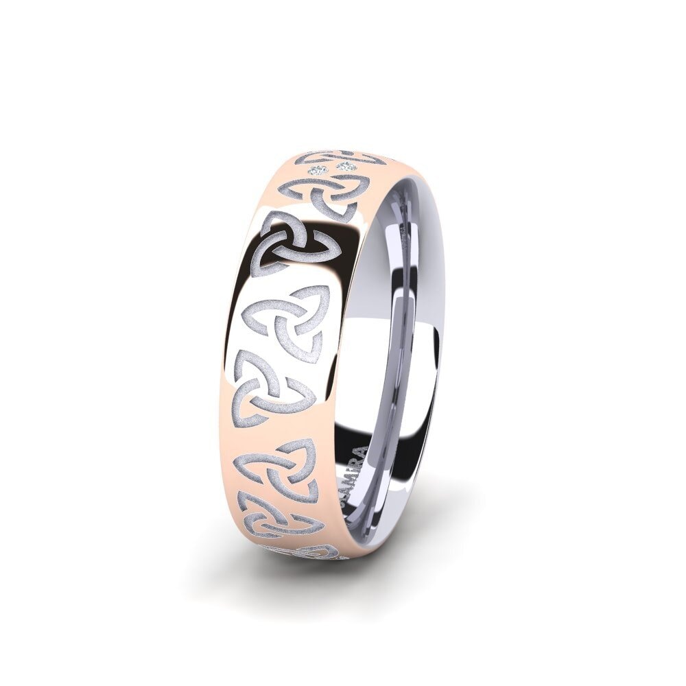 9ct White & Rose Gold Women's Wedding Ring Charming Harmony 6 mm
