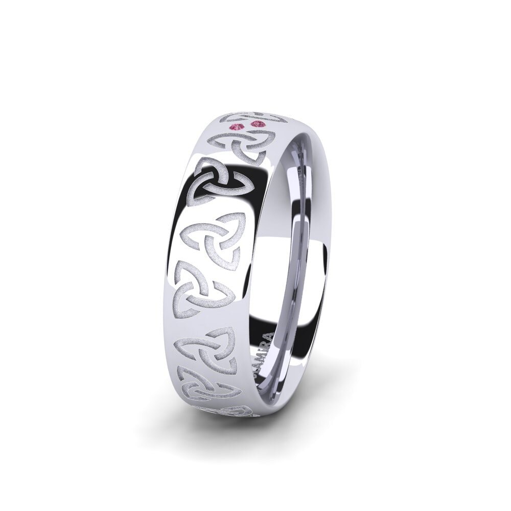 Or Blanc 585 Grenat de Rhodolite Alliance pour femme Charming Harmony 6 mm