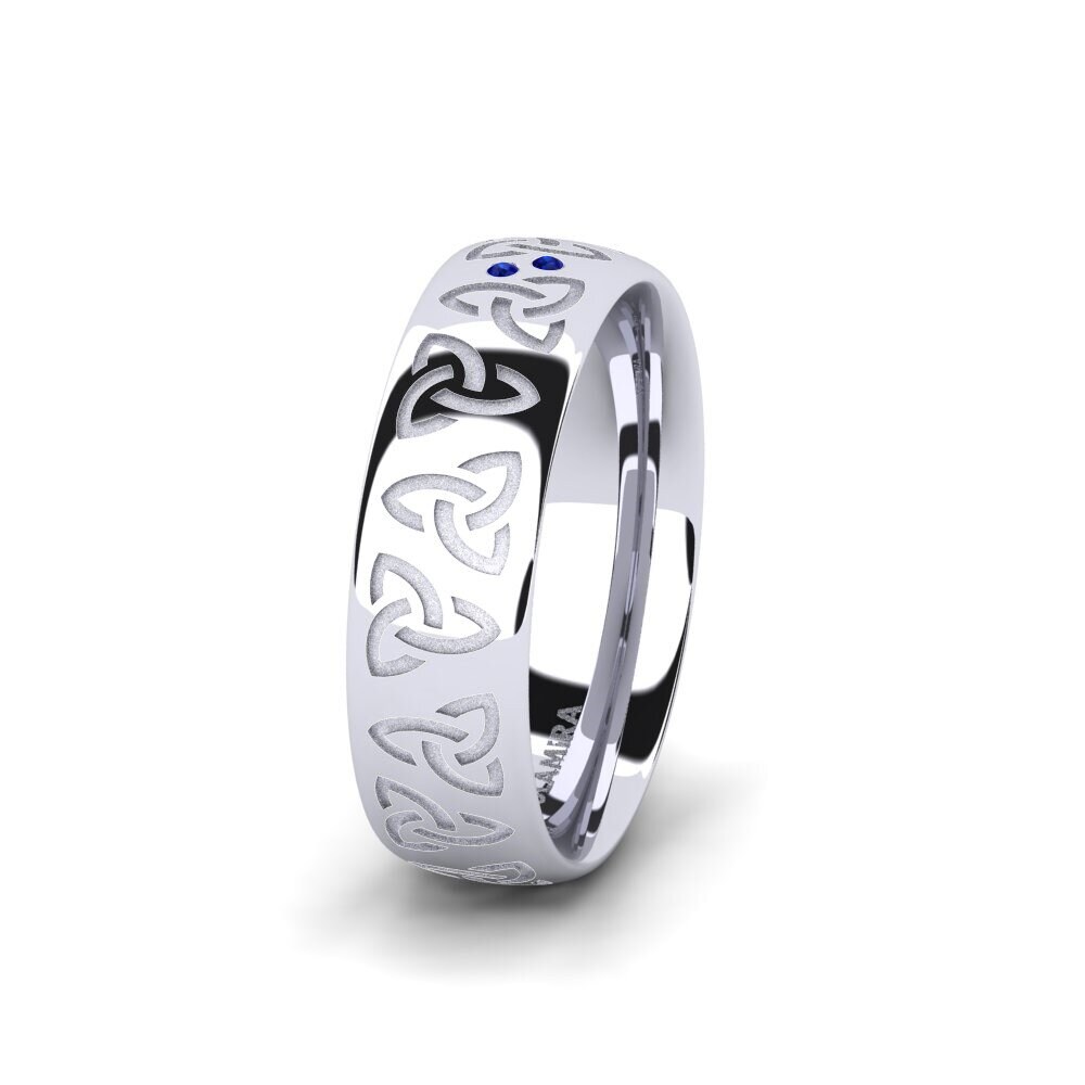 14k White Gold Sapphire Women's Wedding Ring Charming Harmony 6 mm