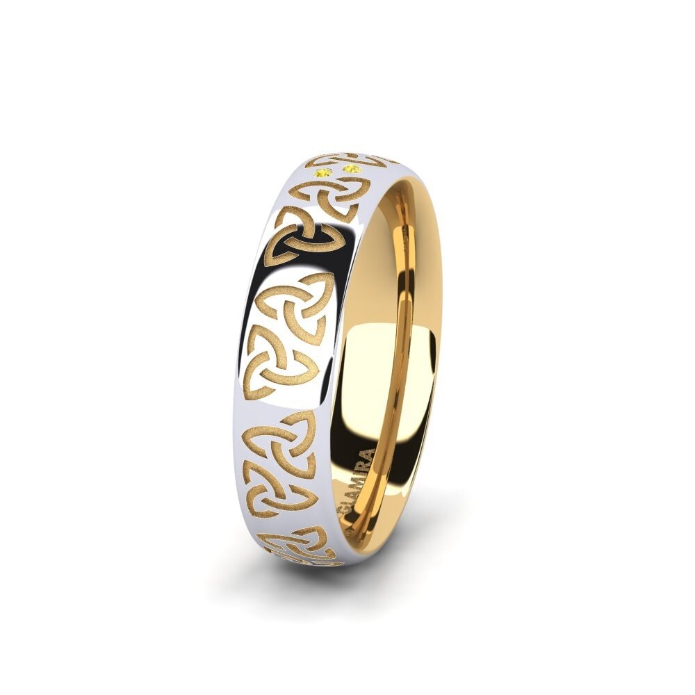 375 Gelb & Weißgold Gelber Saphir Damen trauring Charming Harmony 5 mm