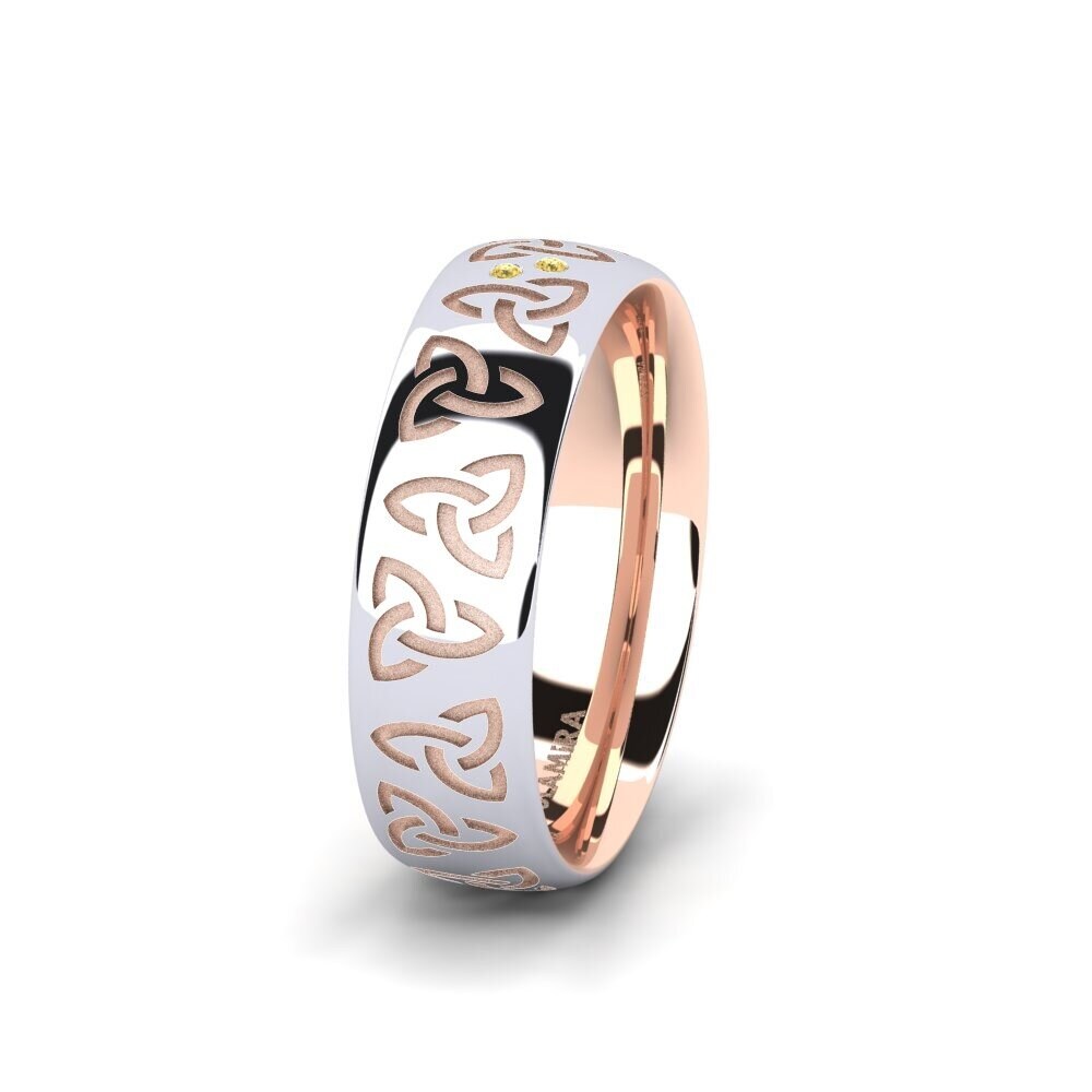 375 Rot & Weißgold Gelber Diamant Damen trauring Charming Harmony 6 mm