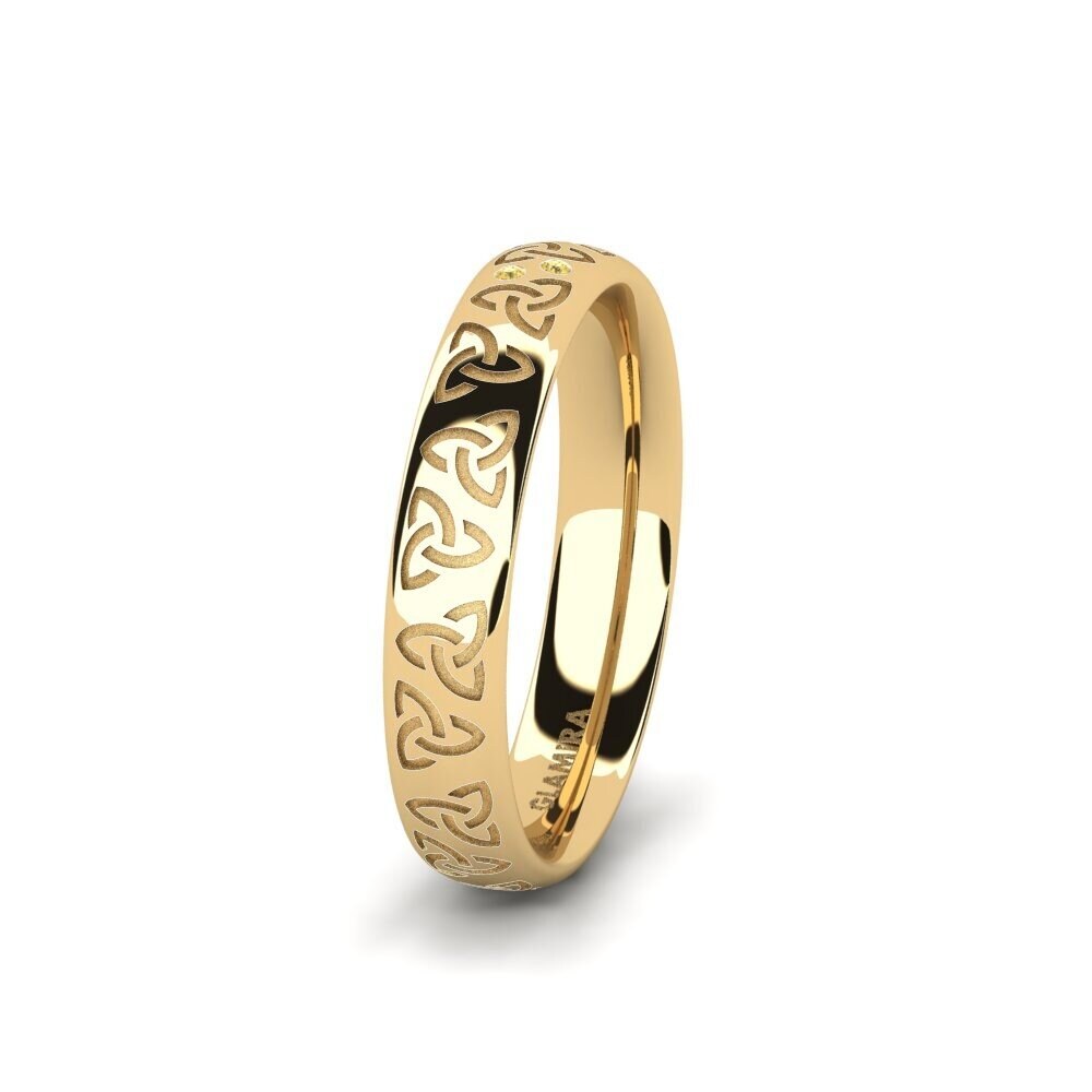14ct Yellow Gold Yellow Diamond Women's Wedding Ring Charming Harmony 4 mm