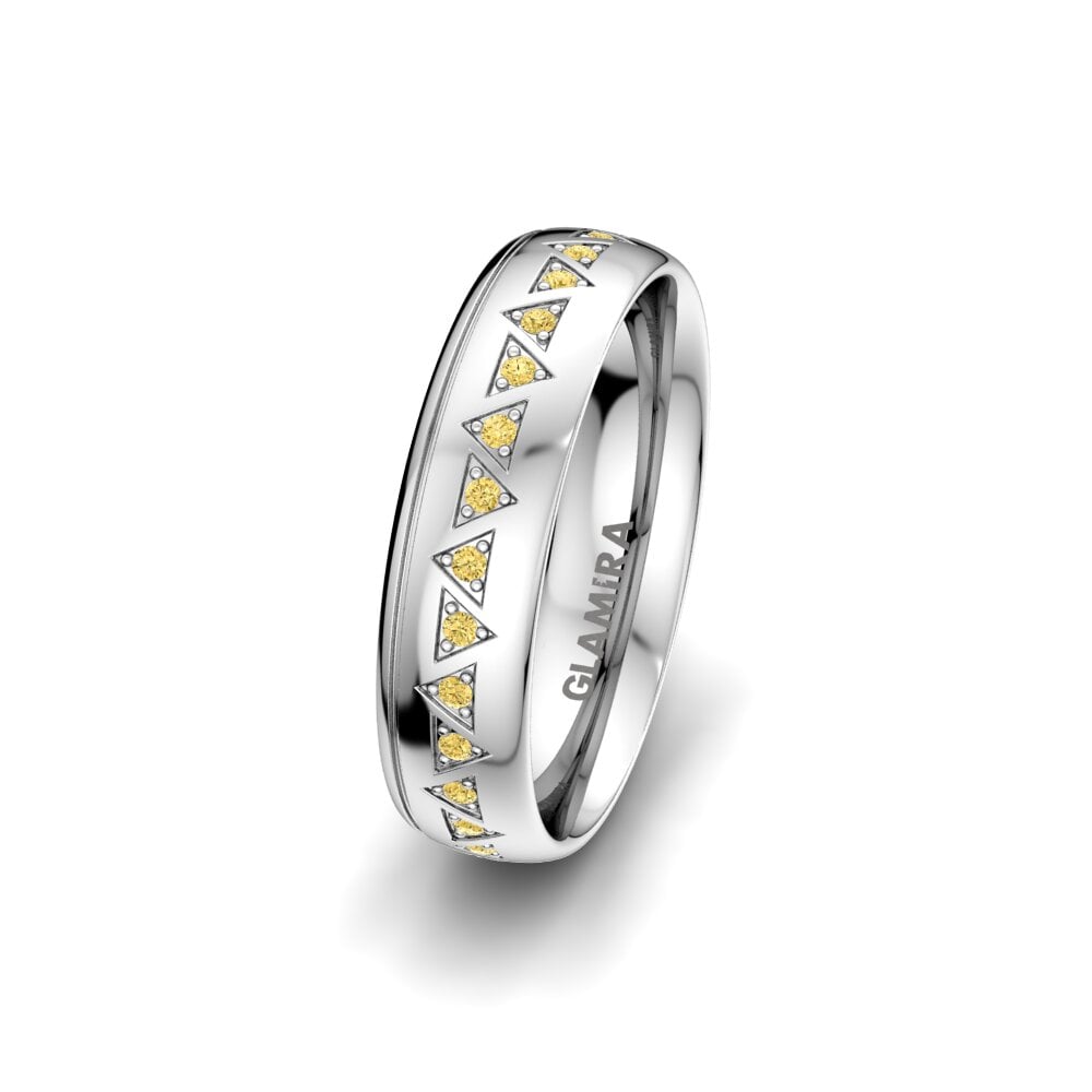 Yellow Diamond Women's Wedding Ring Charming Pyramid 5 mm