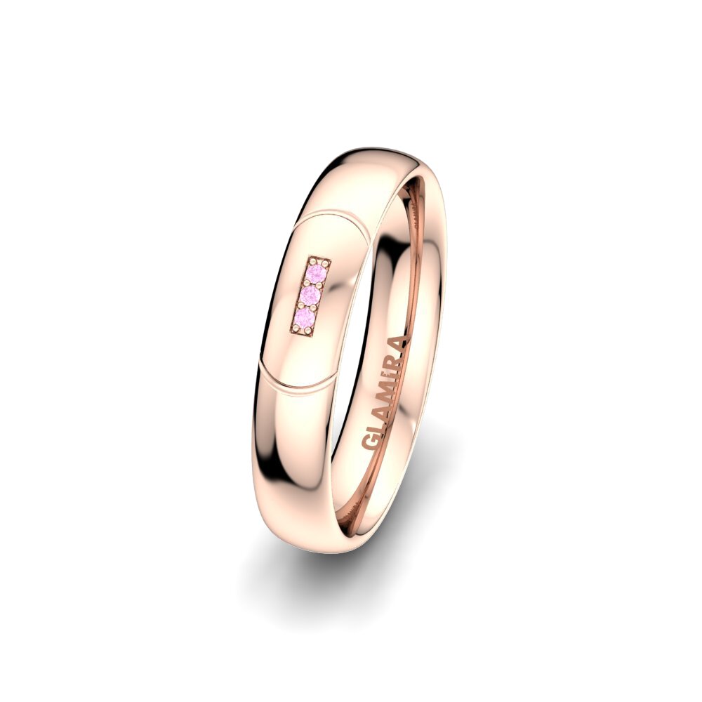 14ct Rose Gold Pink Sapphire Women's Wedding Ring Charming Queen 4 mm