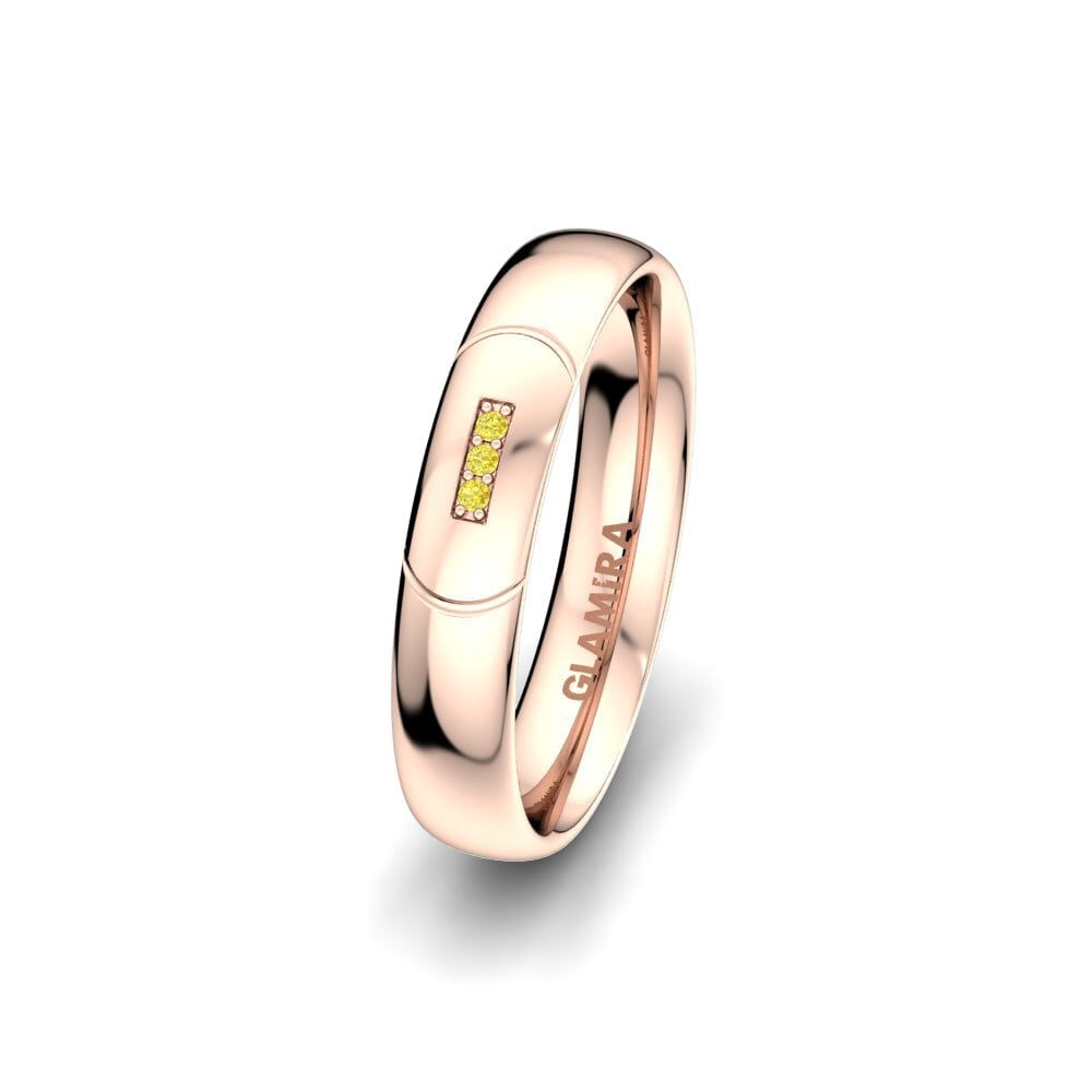 14ct Rose Gold Yellow Sapphire Women's Wedding Ring Charming Queen 4 mm