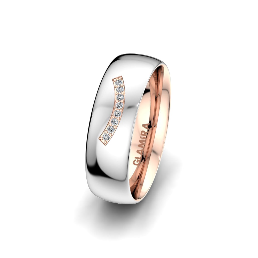 14k White & Rose Gold Women's Wedding Ring Elegant Gift 6 mm