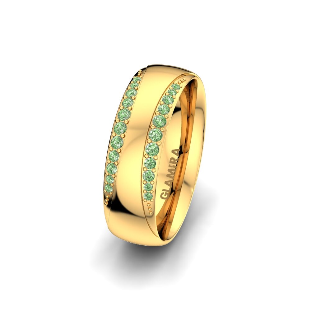 Or Jaune 585 Diamant Vert Alliance pour femme Golden Fashion 6 mm