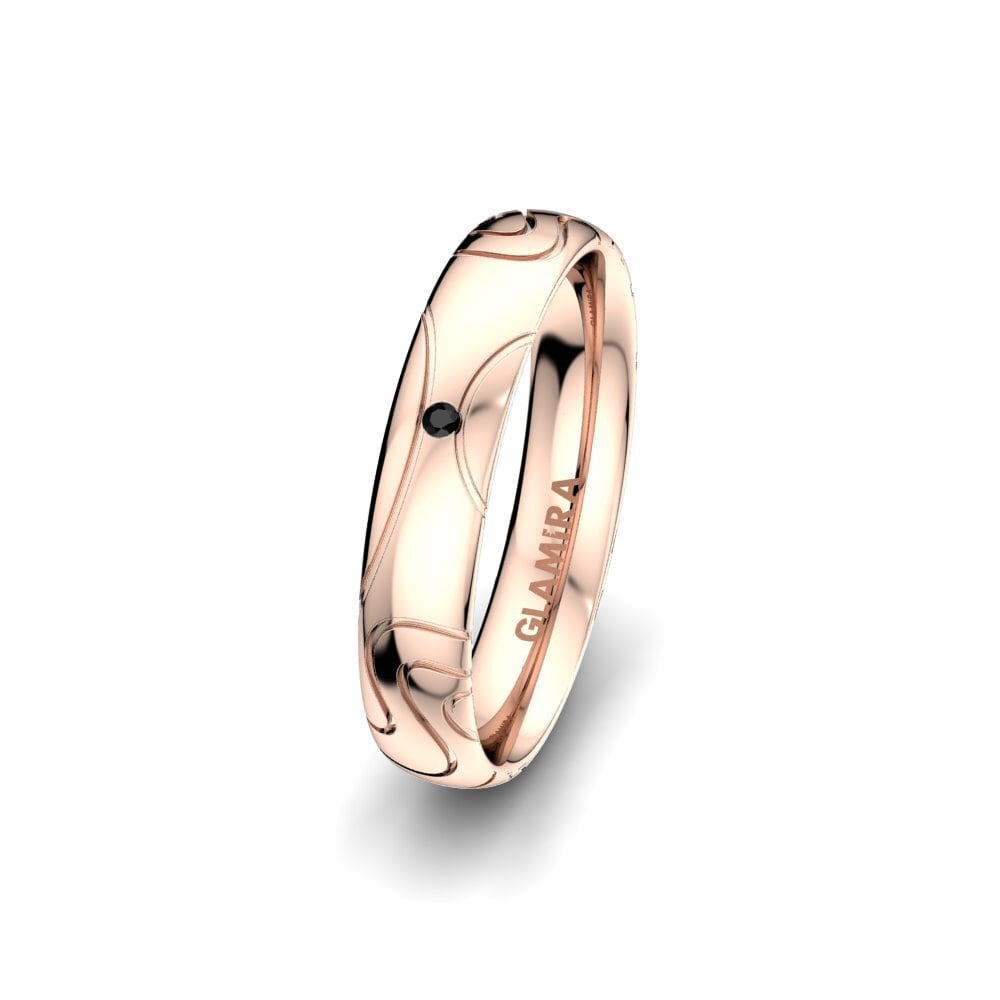14ct Rose Gold Black Sapphire Women's Wedding Ring Gorgeous Life 4 mm