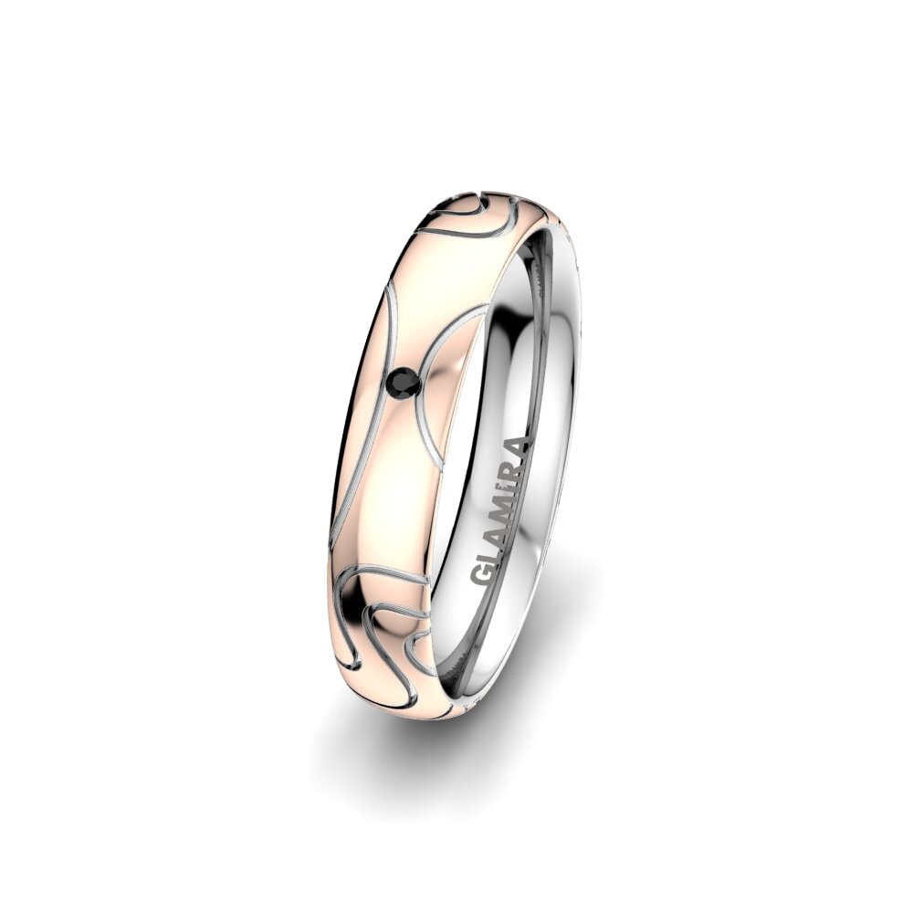 750 Rot & Weißgold Schwarzer Diamant Damen trauring Gorgeous Life 4 mm