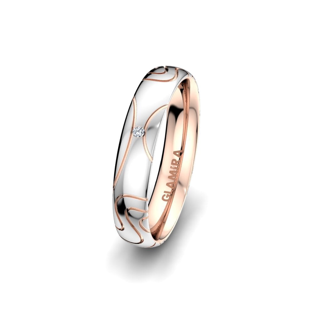 Weiß & Rotgold 375 Diamant Damen trauring Gorgeous Life 4 mm