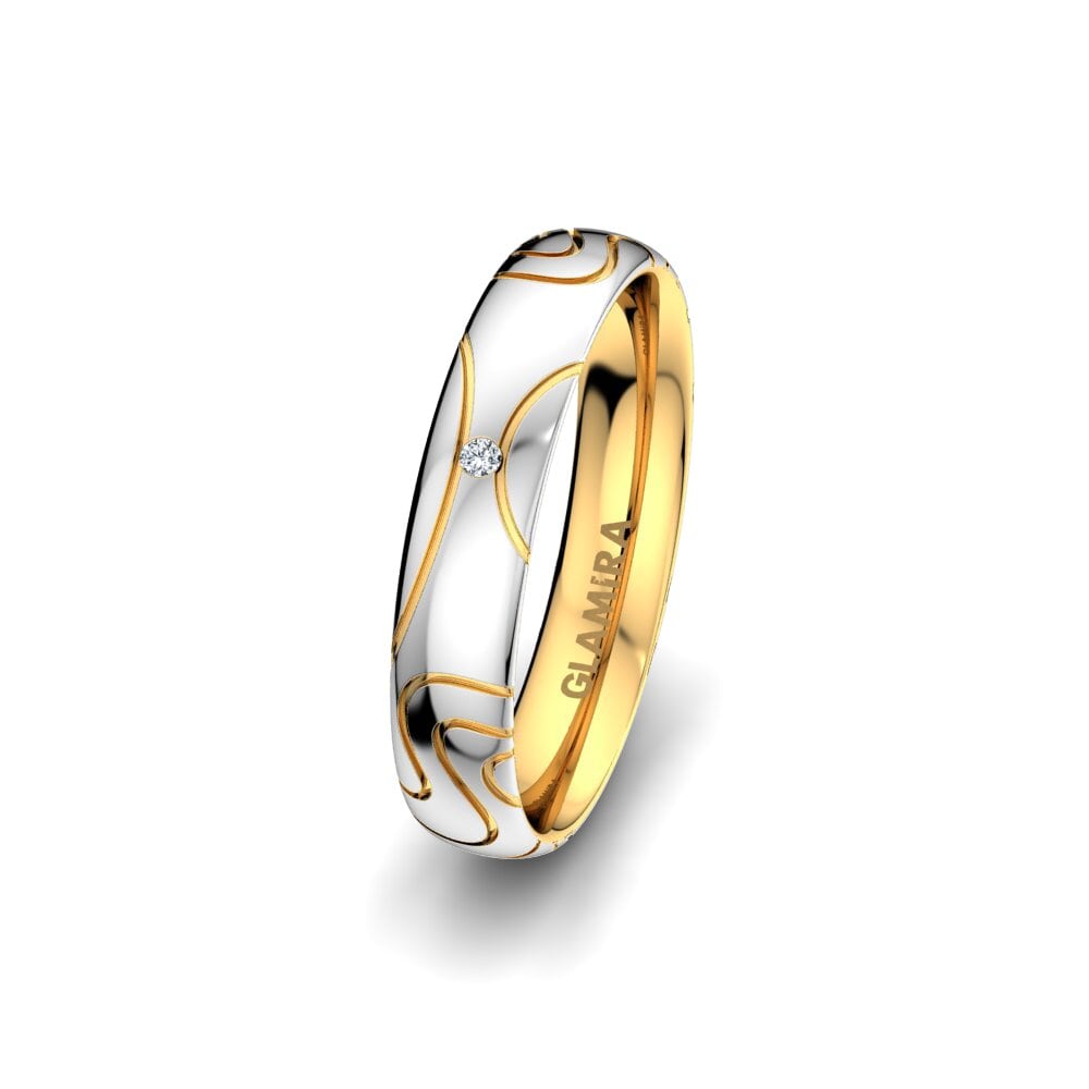 Weiß & Gelbgold 585 Diamant Damen trauring Gorgeous Life 4 mm