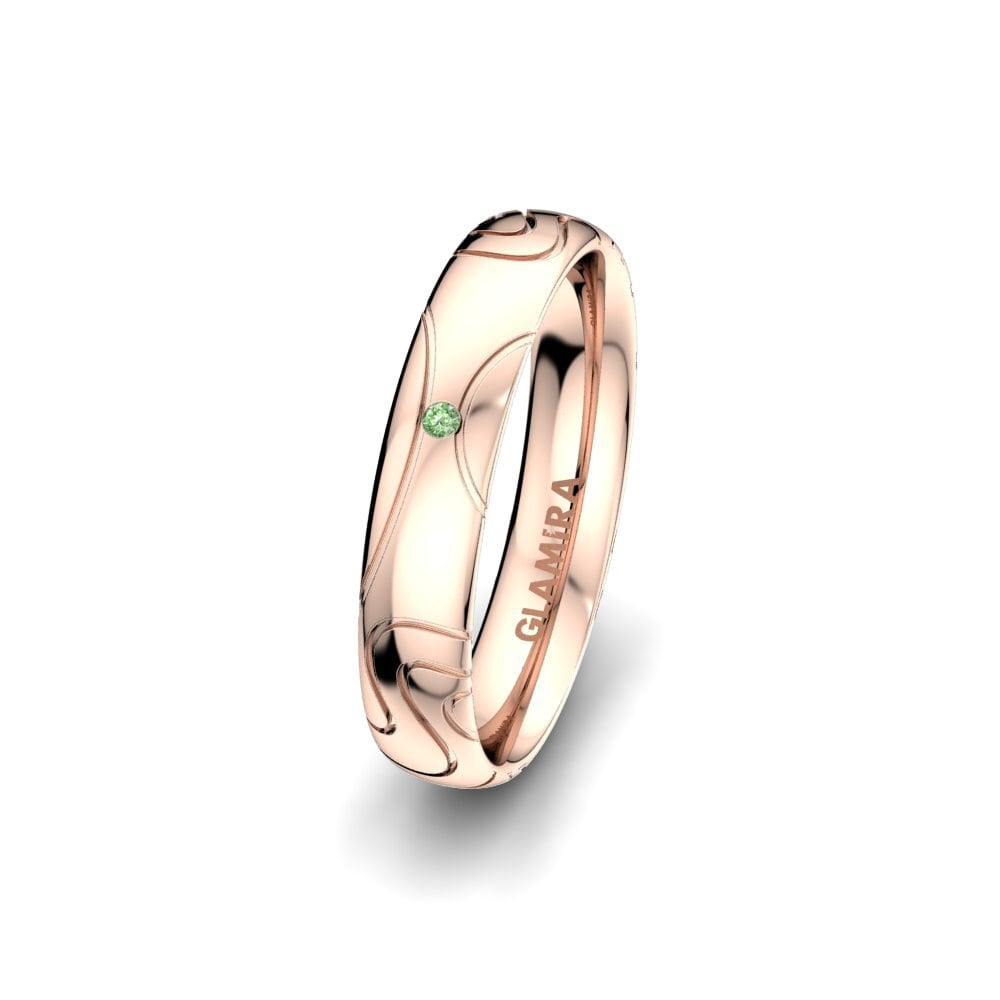14ct Rose Gold Green Diamond Women's Wedding Ring Gorgeous Life 4 mm