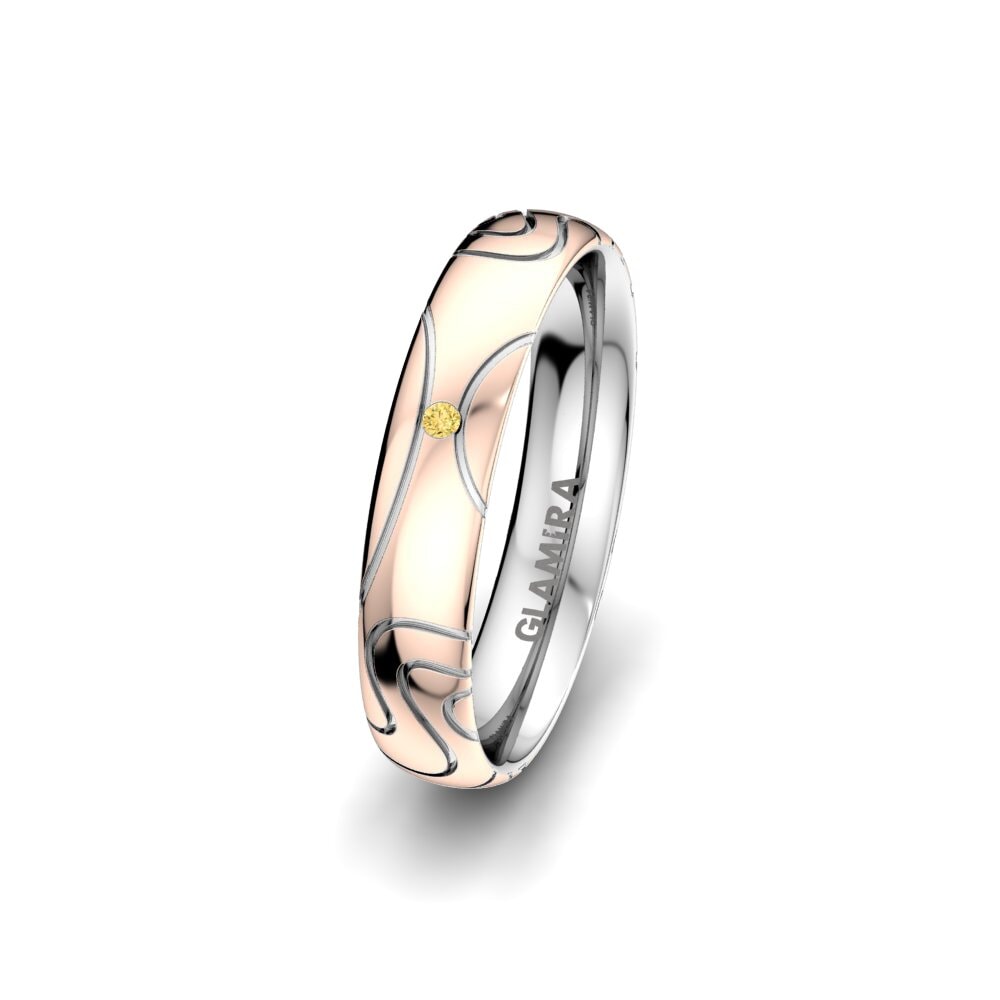 750 Rot & Weißgold Gelber Diamant Damen trauring Gorgeous Life 4 mm