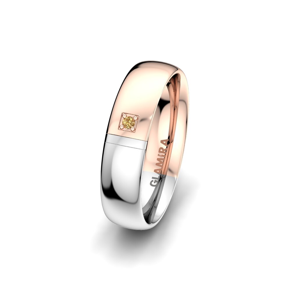 Weiß & Rotgold 375 Brauner Diamant Damen trauring Attractive Theme 5 mm
